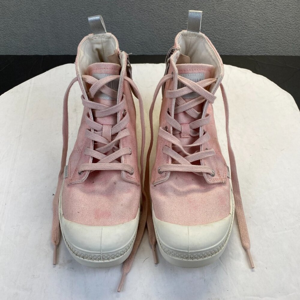 Palladium Women’s Pampa Hi Top Rose Canvas Boots Size US 8 Zip Lace Up - Picture 2 of 13